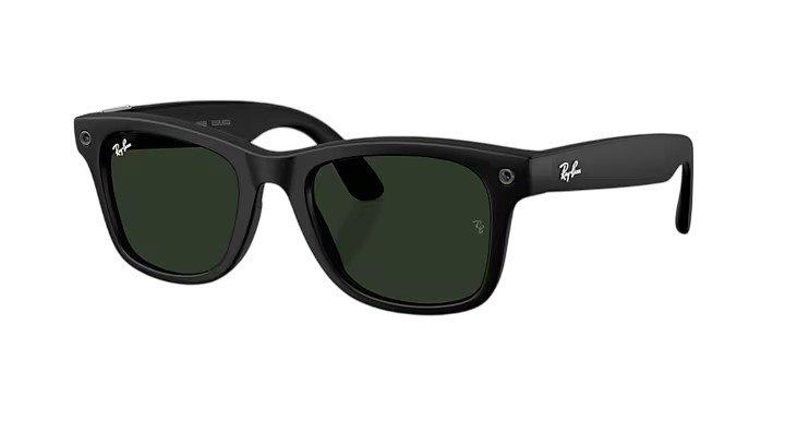 Ray Ban Wayfarer Meta Gen 3 Large Sunglasses - Matte Black/Green - BLACK